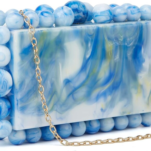 Acrylic Evening Handbag Beads Bag for Women Graceful Shoulder Bag Satchel Marble